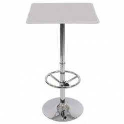 DéCOSHOP26 Table Haute De Bar Bistrot Avec Repose-pied 110 Cm Blanc - Blante