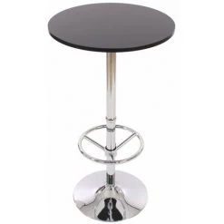 DéCOSHOP26 Table Haute De Bar Bistrot Avec Repose-pied 109 Cm Noir - Noir