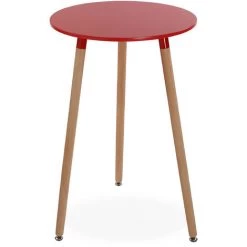 Versa Nashik Table Haute Type Bar Ronde Pour Cuisine, Salon Ou Terrasse, 95x60x60cm - Rouge Et Marron