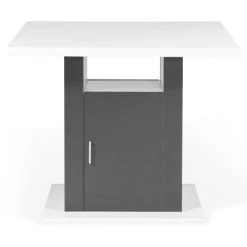 IDMARKET Ilot Central UGO 110 Cm Bois Blanc Et Gris Avec Rangements -Table haute et bar Soldes 45391570 5