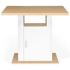 IDMARKET Ilot Central UGO 110 Cm Bois Blanc Et Imitation Hêtre Avec Rangements -Table haute et bar Soldes 45391574 5