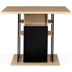 IDMARKET Ilot Central UGO 110 Cm Bois Noir Et Imitation Hêtre Avec Rangements Design Industriel 11 IDMARKET Ilot Central UGO 110 Cm Bois Noir Et Imitation Hêtre Avec Rangements Design Industriel -Table haute et bar Soldes 45707893 5