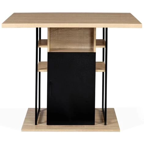 IDMARKET Ilot Central UGO 110 Cm Bois Noir Et Imitation Hêtre Avec Rangements Design Industriel 7 IDMARKET Ilot Central UGO 110 Cm Bois Noir Et Imitation Hêtre Avec Rangements Design Industriel – Image 5