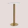 Table Haute Ronde En Marbre (Ø60 Cm) Metallic Chack SKLUM Marbre Doré - Doré Blanc