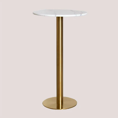 Table Haute Ronde En Marbre (Ø60 Cm) Metallic Chack SKLUM Marbre Doré - Doré Blanc 3 Table Haute Ronde En Marbre (Ø60 Cm) Metallic Chack SKLUM Marbre Doré - Doré Blanc