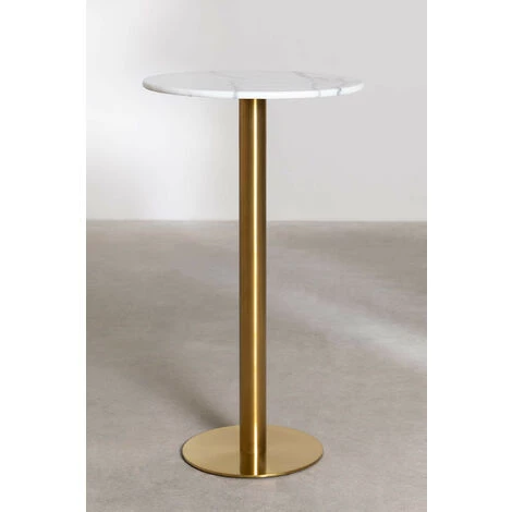 Table Haute Ronde En Marbre (Ø60 Cm) Metallic Chack SKLUM Marbre Doré - Doré Blanc 4 Table Haute Ronde En Marbre (Ø60 Cm) Metallic Chack SKLUM Marbre Doré - Doré Blanc – Image 2