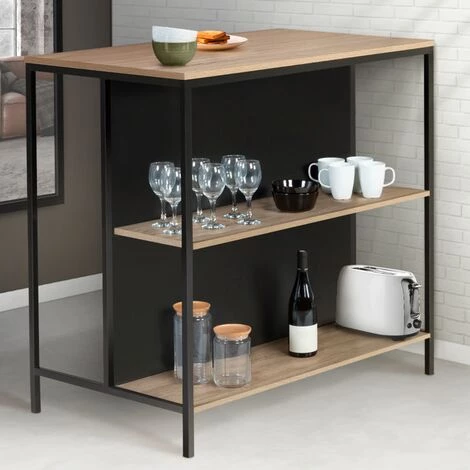 IDMARKET Table De Bar îlot DETROIT Design Industriel 3 IDMARKET Table De Bar îlot DETROIT Design Industriel