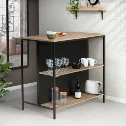 IDMARKET Table De Bar îlot DETROIT Et 2 Tabourets Design Industriel -Table haute et bar Soldes 46454615 3