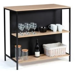 IDMARKET Table De Bar îlot DETROIT Et 2 Tabourets Design Industriel -Table haute et bar Soldes 46454615 4