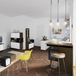 SYMBIOSIS - Meuble Bar KUBE Noyer - Noce -Table haute et bar Soldes 46476376 5