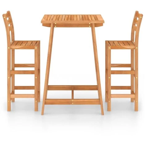Hommoo Ensemble De Bar D'exterieur 3 Pcs Bois D'acacia Massif 4 Hommoo Ensemble De Bar D'exterieur 3 Pcs Bois D'acacia Massif – Image 2