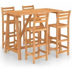 Hommoo Ensemble De Bar D'exterieur 5 Pcs Bois D'acacia Massif