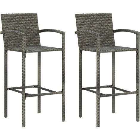 Hommoo Ensemble De Bar De Jardin 3 Pcs Gris 4 Hommoo Ensemble De Bar De Jardin 3 Pcs Gris – Image 2