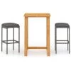 Hommoo Ensemble De Bar De Jardin Avec Coussins 3 Pcs Gris 1 Hommoo Ensemble De Bar De Jardin Avec Coussins 3 Pcs Gris -Table haute et bar Soldes 46556805 1