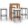Hommoo Ensemble De Bar De Jardin Avec Coussins 5 Pcs Noir 1 Hommoo Ensemble De Bar De Jardin Avec Coussins 5 Pcs Noir -Table haute et bar Soldes 46556813 1