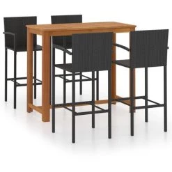 Hommoo Ensemble De Bar De Jardin 5 Pcs Noir