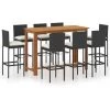 Hommoo Ensemble De Bar De Jardin Avec Coussins 9 Pcs Noir -Table haute et bar Soldes 46556818 1