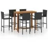 Hommoo Ensemble De Bar De Jardin 7 Pcs Noir 2 Hommoo Ensemble De Bar De Jardin 7 Pcs Noir -Table haute et bar Soldes 46556819 1