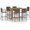 Hommoo Ensemble De Bar De Jardin 7 Pcs Gris 1 Hommoo Ensemble De Bar De Jardin 7 Pcs Gris -Table haute et bar Soldes 46556820 1