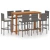 Hommoo Ensemble De Bar De Jardin Avec Coussins 9 Pcs Gris -Table haute et bar Soldes 46556821 1