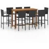 Hommoo Ensemble De Bar De Jardin 9 Pcs Noir 1 Hommoo Ensemble De Bar De Jardin 9 Pcs Noir -Table haute et bar Soldes 46556827 1