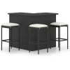 Hommoo Meuble De Bar De Jardin 4 Pcs Avec Coussins Resine Tressee Noir -Table haute et bar Soldes 46561770 1