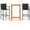 Hommoo Ensemble De Bar De Jardin 3 Pcs Noir 1 Hommoo Ensemble De Bar De Jardin 3 Pcs Noir -Table haute et bar Soldes 46562155 1