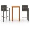 Hommoo Ensemble De Bar De Jardin 3 Pcs Gris -Table haute et bar Soldes 46562156 1