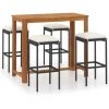 Hommoo Ensemble De Bar De Jardin Avec Coussins 5 Pcs Noir -Table haute et bar Soldes 46562163 1