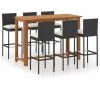 Hommoo Ensemble De Bar De Jardin Avec Coussins 7 Pcs Noir -Table haute et bar Soldes 46562167 1