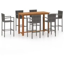 Hommoo Ensemble De Bar De Jardin 7 Pcs Gris