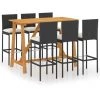 Hommoo Ensemble De Bar De Jardin Avec Coussins 7 Pcs Noir -Table haute et bar Soldes 46562291 1
