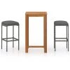 Hommoo Ensemble De Bar De Jardin Avec Coussins 3 Pcs Gris -Table haute et bar Soldes 46562296 1