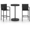 Hommoo Ensemble De Bar De Jardin 3 Pcs Resine Tressee Noir -Table haute et bar Soldes 46563409 1