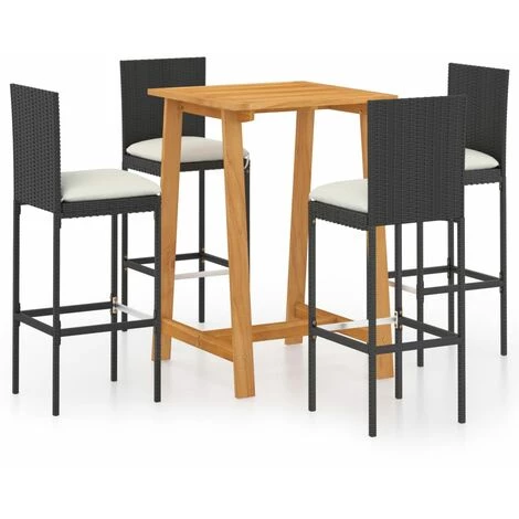 Hommoo Ensemble De Bar De Jardin Avec Coussins 5 Pcs Noir 3 Hommoo Ensemble De Bar De Jardin Avec Coussins 5 Pcs Noir