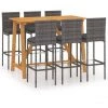 Hommoo Ensemble De Bar De Jardin 7 Pcs Avec Coussins Gris -Table haute et bar Soldes 46563618 1
