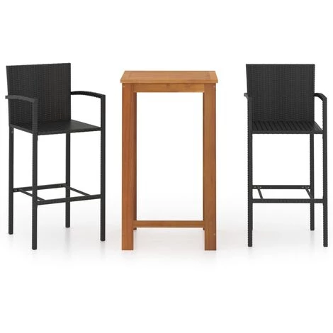Hommoo Ensemble De Bar De Jardin 3 Pcs Noir 3 Hommoo Ensemble De Bar De Jardin 3 Pcs Noir