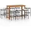Hommoo Ensemble De Bar De Jardin Avec Coussins 9 Pcs Noir 1 Hommoo Ensemble De Bar De Jardin Avec Coussins 9 Pcs Noir -Table haute et bar Soldes 46563626 1