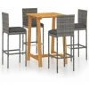 Hommoo Ensemble De Bar De Jardin Avec Coussins 5 Pcs Gris -Table haute et bar Soldes 46564606 1