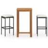 Hommoo Ensemble De Bar De Jardin Avec Coussins 3 Pcs Noir -Table haute et bar Soldes 46564608 1