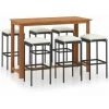 Hommoo Ensemble De Bar De Jardin Avec Coussins 7 Pcs Noir 1 Hommoo Ensemble De Bar De Jardin Avec Coussins 7 Pcs Noir -Table haute et bar Soldes 46564618 1