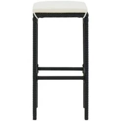 Hommoo Ensemble De Bar De Jardin Avec Coussins 7 Pcs Noir -Table haute et bar Soldes 46564618 2