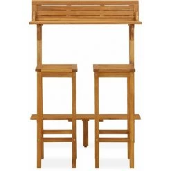 Hommoo Ensemble De Bar De Balcon 3 Pcs Bois D'acacia Solide -Table haute et bar Soldes 46564946 2