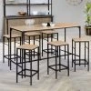 IDMARKET Table Haute De Bar DETROIT Et 6 Tabourets Design Industriel
