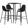 ASUPERMALL Ensemble De Bar 5 Pcs Tissu Noir -Table haute et bar Soldes 46888932 1