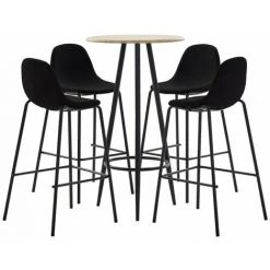 ASUPERMALL Ensemble De Bar 5 Pcs Tissu Noir