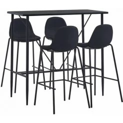 ASUPERMALL Ensemble De Bar 5 Pcs Tissu Noir