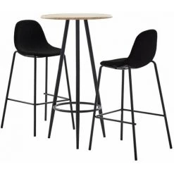 ASUPERMALL Ensemble De Bar 3 Pcs Tissu Noir