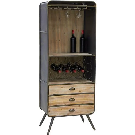 AUBRY GASPARD Meuble Bar En Bois Et Métal Noir - Noir 3 AUBRY GASPARD Meuble Bar En Bois Et Métal Noir - Noir