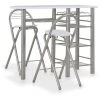 HAPPYSHOPPING Ensemble De Bar Avec Etageres 3 Pcs Bois Et Acier Blanc -Table haute et bar Soldes 48209576 1